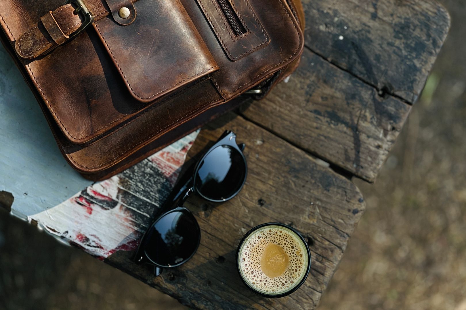 Organized travel backpack with essentials laid out